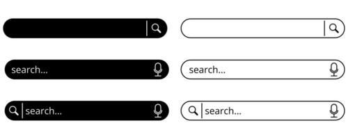 outline silhouette Search Bar icon set isolated on white background vector