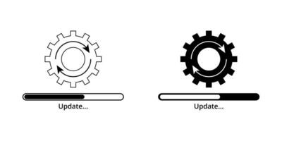 outline silhouette update system icon set isolated on white background vector