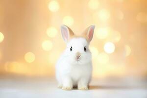 Close-up of cute rabbit with beautiful bokeh background, Generative AI illustration photo