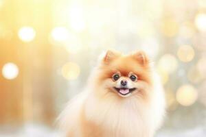 Close-up of cute dog with beautiful bokeh background, Generative AI illustration photo