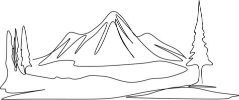 The illustrations and clipart. hand-drawn illustration of a mountain and trees vector