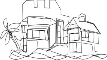 One line art. continuous line art. illustration of an ancient castle vector