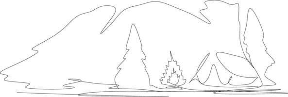 The illustrations and clipart. hand-drawn illustration of a mountain and trees vector