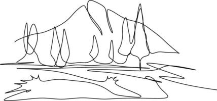 The illustrations and clipart. hand-drawn illustration of a mountain and trees vector