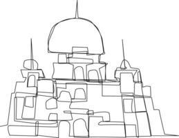 One line art. continuous line art. illustration of an ancient castle vector