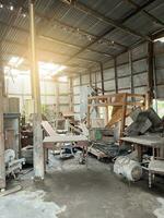 close up interior of abandoned factory photo