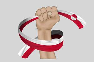 3D Flag on ribbon in hand photo