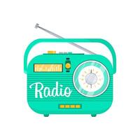 Radio. Vector image of a retro radio in turquoise color.