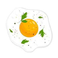 dos frito huevos sazonado con especias, hierbas y caliente pimientos. vector