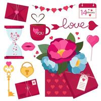 un conjunto de San Valentín día elementos. festivo decorativo elementos para tu diseño. vector