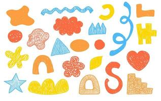 Colorful textured shape. Creative abstract children form. Abstract scribbles on isolated background vector