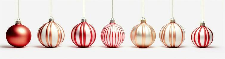 Christmas decoration balls on white background, decoration. Generative AI photo