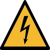 a yellow and black triangle with an electric lightning bolt vector