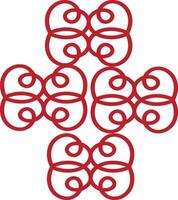 a red and white pattern with four swirls vector