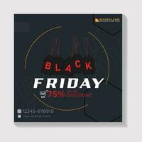 black friday social media post and discount sale banner design template vector