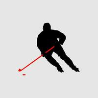 High details of ice hockey silhouette. Minimal symbol and logo of sport. Fit for element design, background, banner, backdrop, cover, logotype. Isolated on black background. Vector Eps 10