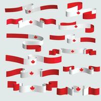 canada ribbon flag vector bundle set