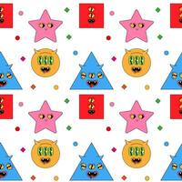 Geometric seamless psychedelic groovy pattern. different shapes. vector