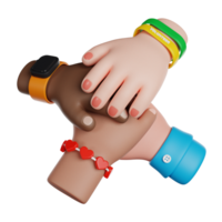 International Freiwillige Tag. zusammenarbeiten Gemeinschaft Menschen Hände. 3d machen Symbol. png