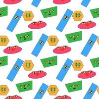Geometric seamless psychedelic groovy pattern. different shapes. vector