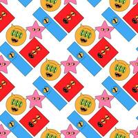 Geometric seamless psychedelic groovy pattern. different shapes. vector