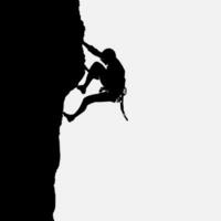 High details of climbing silhouette. Minimal symbol and logo of sport. Fit for element design, background, banner, backdrop, cover, logotype. Isolated on black background. Vector Eps 10