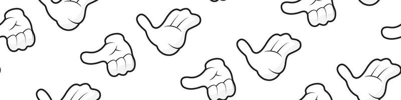 Vector hands gesture pattern. Doodle people palms with thumbs. Seamless background for textile, clothes, apparel