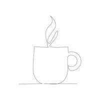 Coffee Time With Mug One Line Art vector