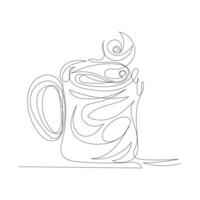 Coffee Time With Mug One Line Art vector