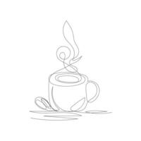 Coffee Time With Mug One Line Art vector