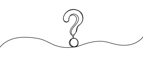 Question mark continuous line icon art single draw one outline ask faq. Background sketch question mark design answer doodle point drawing graphic linear drawn hand white query. Vector illustration