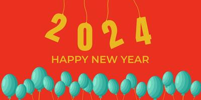 2024 New Year Abstract shiny red design element, colroful new year background, editable new year greetings card template vector