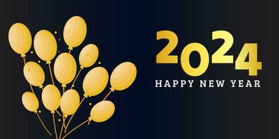 2024 New Year Abstract shiny color gold wave design element, luxury new year background, new year greetings card vector