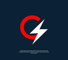 Letter C Lightning Electric Logo design template vector