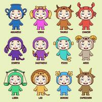 set of Zodiac cartoon people vector