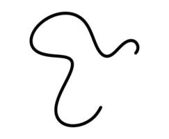 Black hand drawn curved swirled abstract line. Scribble curly brush strokes vector pen doodle calligraphy, thin squiggle. style sketches