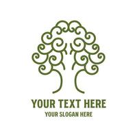 Simple Minimalist Swirl Oak Banyan Tree of Life Logo Design vector