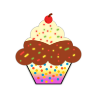 Cupcake with colorful chocolate topping png