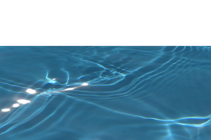 Defocus blurred transparent blue colored clear calm water surface texture with splashes reflection. Trendy abstract nature background. Water waves in sunlight with copy space. Blue watercolor shine. png