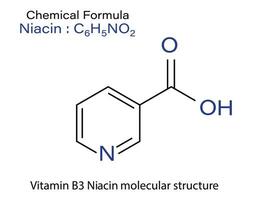 Chemical formula Vitamin B3 Niacin molecule skeletal vector illustration.