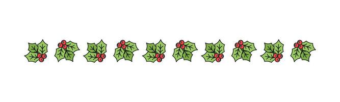 Christmas themed decorative border and text divider, Mistletoe and Candy Cane Pattern. Vector Illustration.