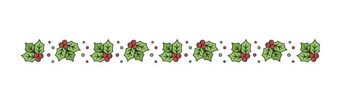 Christmas themed decorative border and text divider, Mistletoe and Candy Cane Pattern. Vector Illustration.