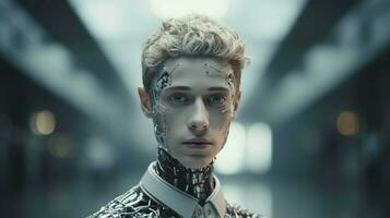 Seamless integration of human and artificial intelligence, exemplifying the power of innovation photo