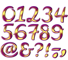 Purple golden numbers png