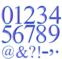 Blue iridescent numbers png