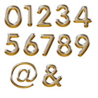 Silver gold metallic numbers png