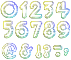 Glossy gradient neon numbers png