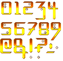 Golden gradient jewel numbers png