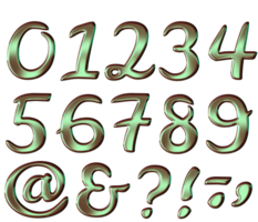 Green glossy numbers png