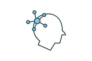 Mind map icon. icon related to critical thinking. suitable for web site design, app, user interfaces, printable etc. Flat line icon style. Simple vector design editable